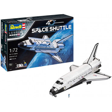 KIT PARA MONTAR REVELL NAVE ESPACIAL SPACE SHUTTLE 40TH ANNIVERSARY COMPLETO COM TINTAS COLA E PINCEL 1/72 111 PEÇAS REV 05673